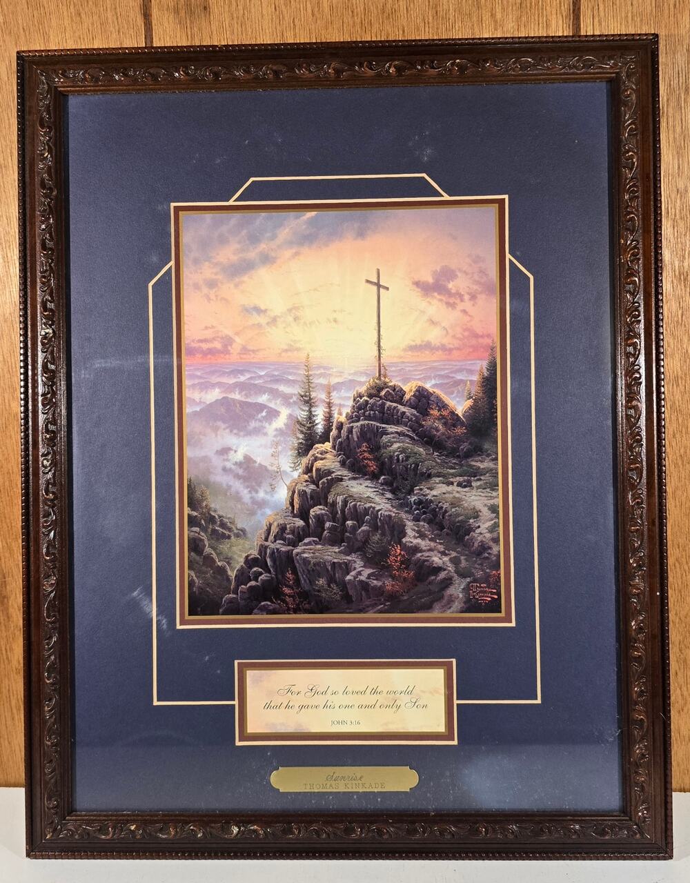 Thomas Kinkade Sunrise Accent Print Framed John 3:16 Certificate